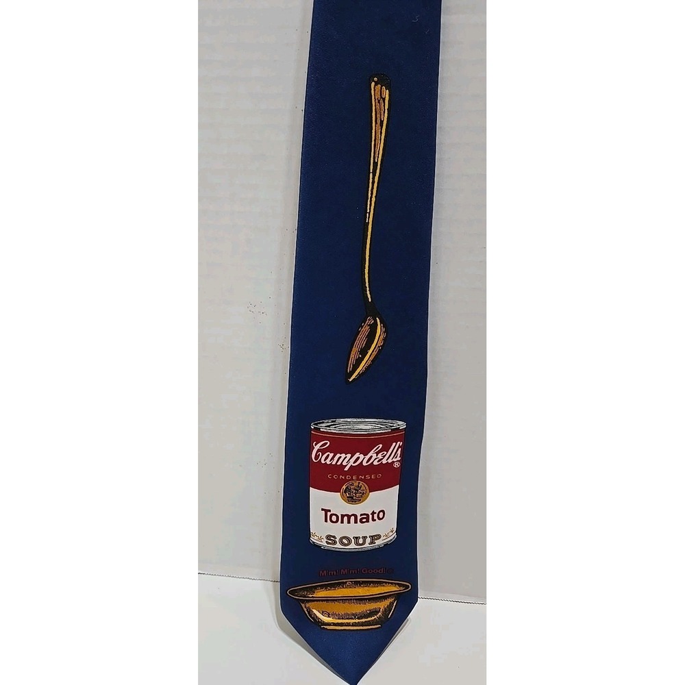 Campbells 1994 Vintage Men's Neck Tie 3.5 x 58 Tomato Soup Navy Newn